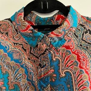 J. CREW smart vibrant paisley button up shirt